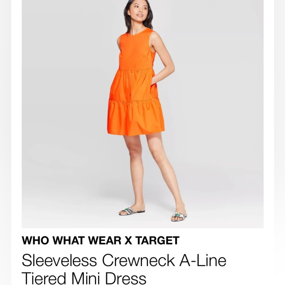 Who what where never work bright orange dress
